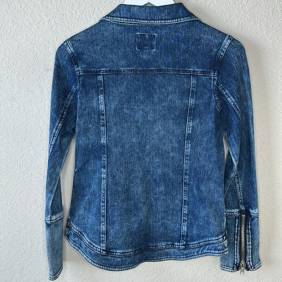Liverpool Jean Company Acid Wash Zip Front Moto Stretch Jean Jacket Size XS - Picture 6 of 13